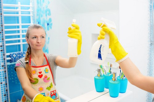 Professional home cleaners in Chiswick preparing a tidy living room