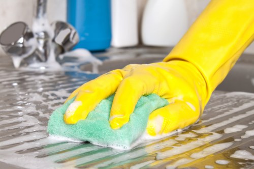 Cleaning a living room as part of a move-out service